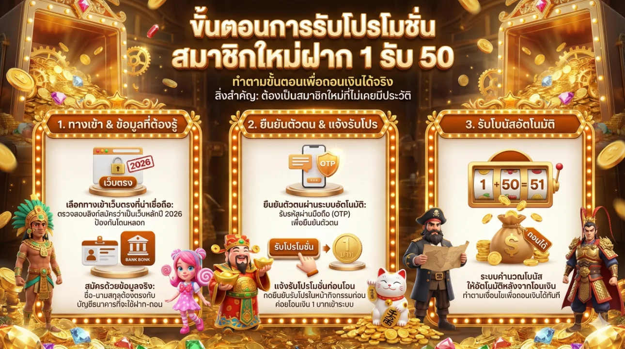 รวมเว็บสล็อตโปรฝาก 1 รับ 50 ทำยอดน้อย