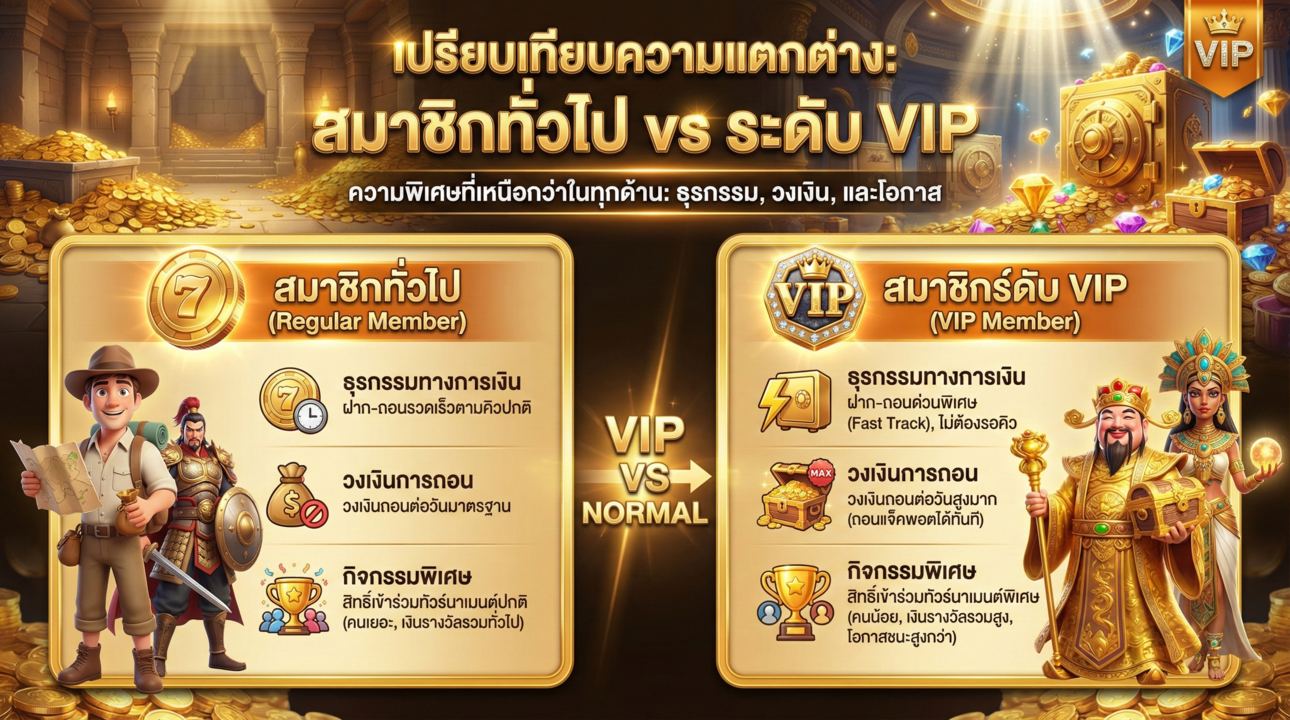 ความแตกต่าง สมาชิกทั่วไป vs ระดับ VIP