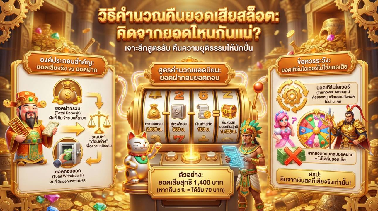 คำนวณเงินคืน ยอดเสียสล็อตคิดยังไงให้ชัวร์