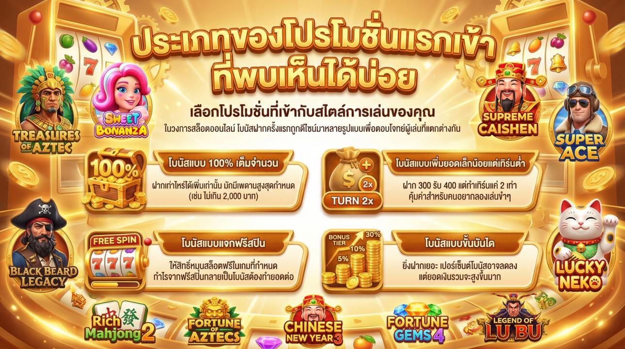 ประเภทโปรโมชั่นแรกเข้ายอดฮิต