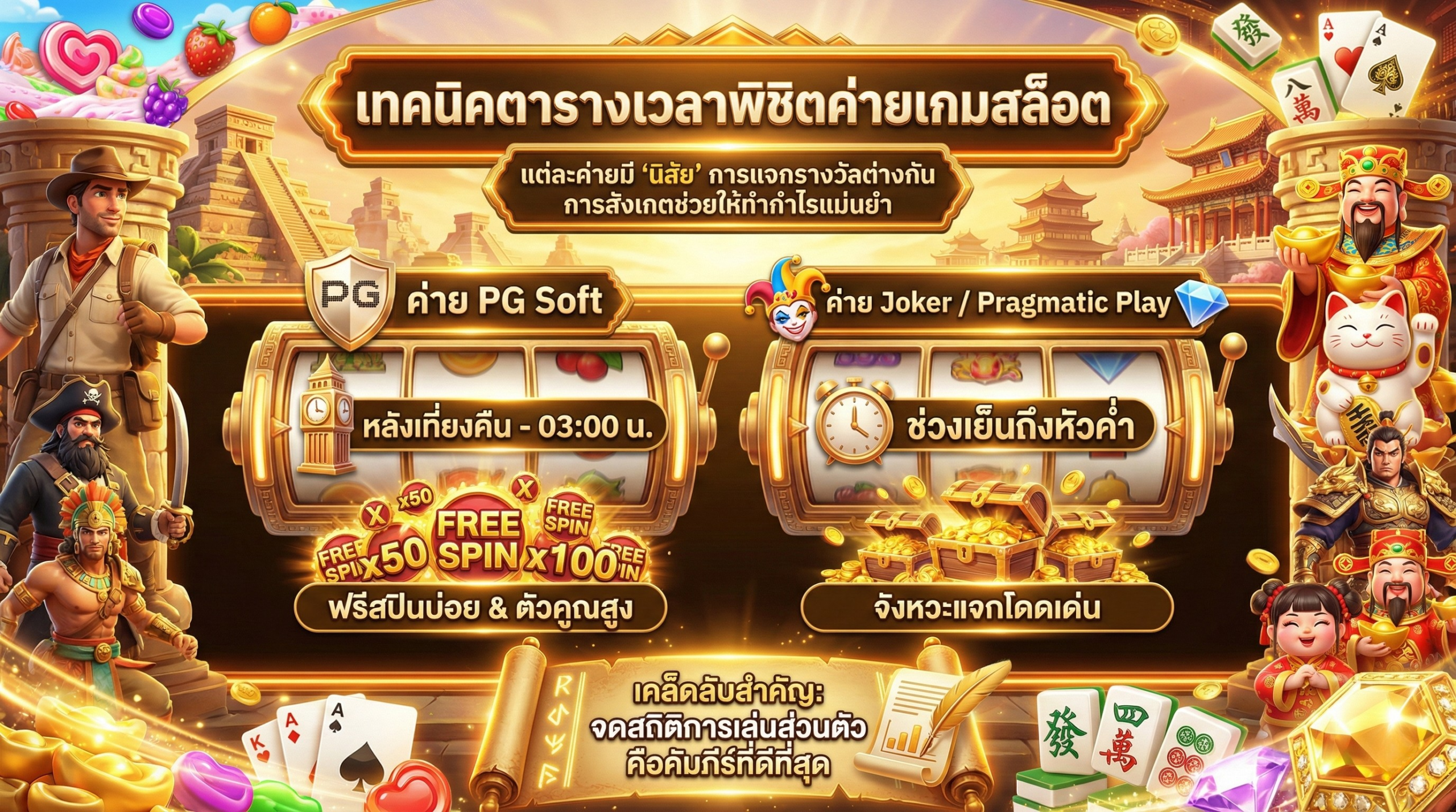 เทคนิคตารางเวลาพิชิตโบนัสตามค่ายเกม