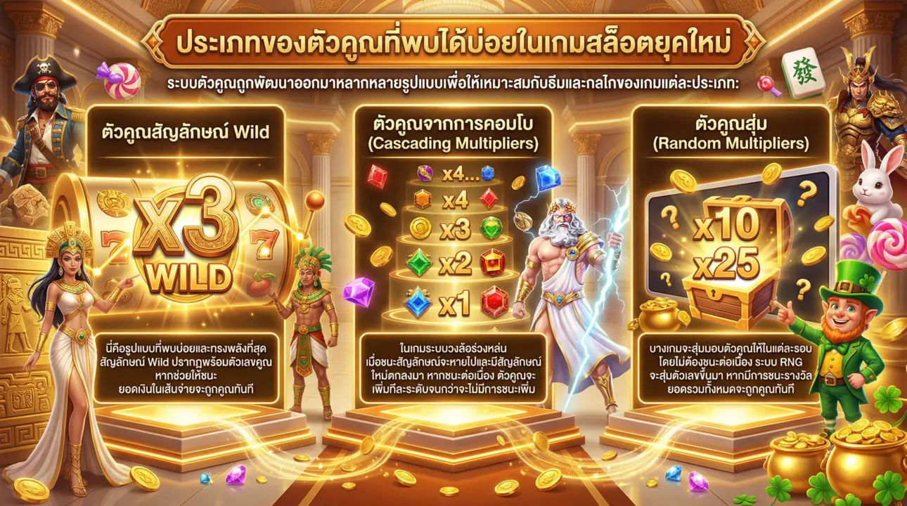 ประเภทตัวคูณที่พบบ่อยในสล็อตยุคใหม่