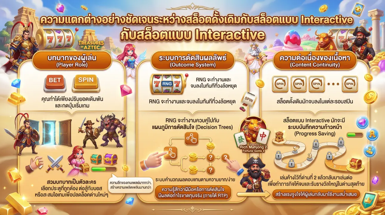 เปรียบเทียบสล็อตดั้งเดิม vs Interactive